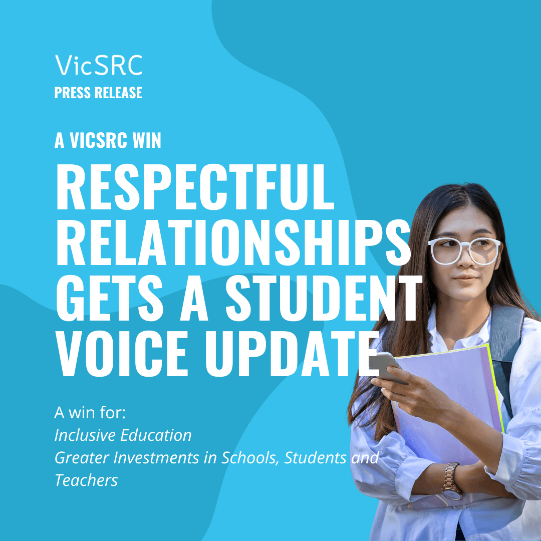 Blue graphic Respectful Relationships gets a student voice update