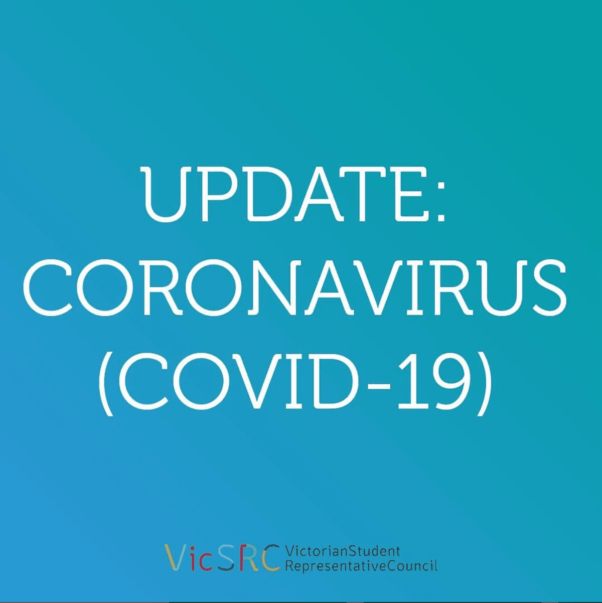 A graphic Instagram tile reading 'Update: coronavirus (COVID-19).